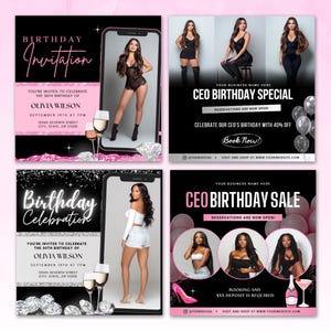 Birthday Flyer Template For Canva, Party Invite Flyer, Ceo Birthday Flyer, Birthday Flyer, Birthday Sale, Celebration Flyer, Birthday Event