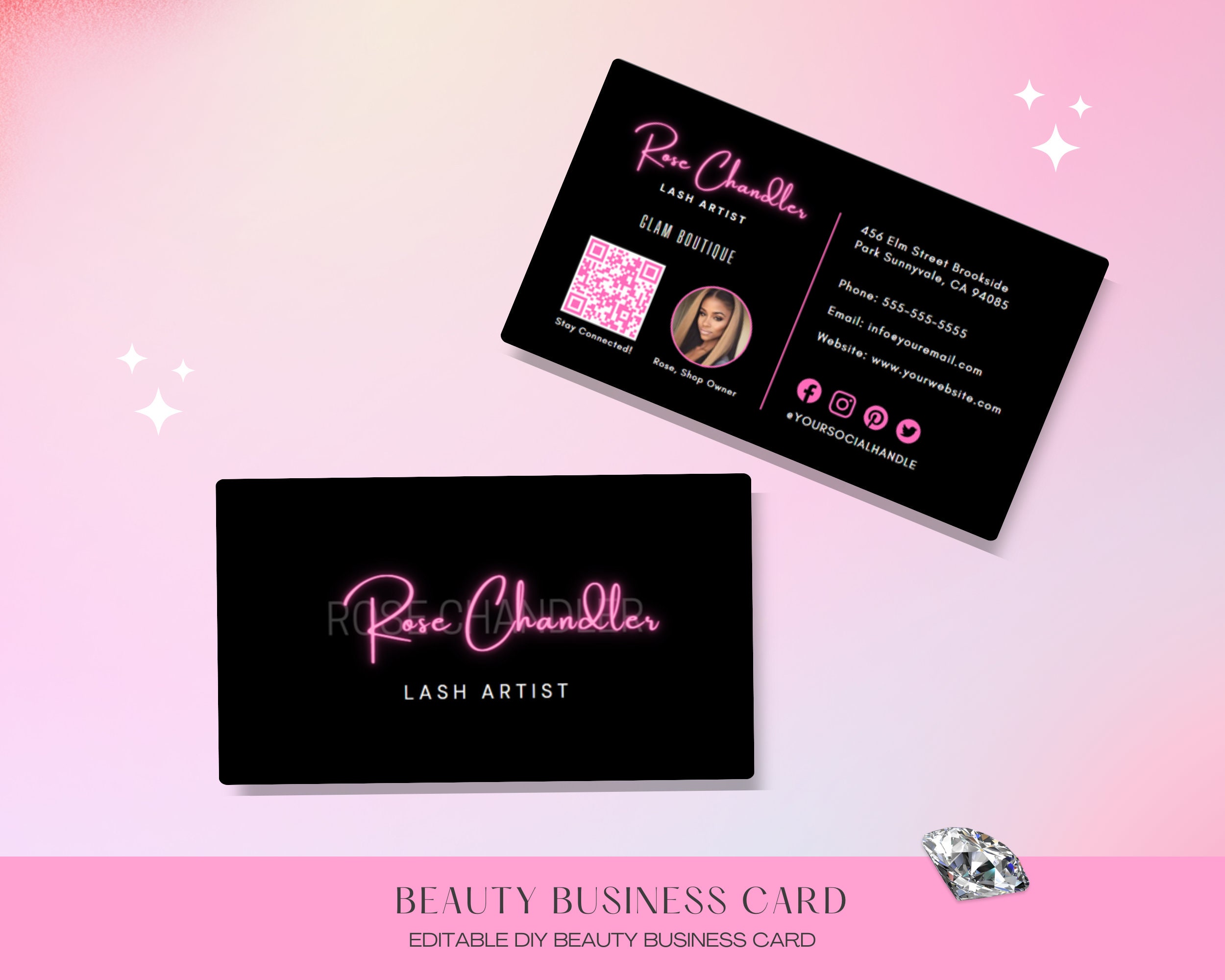 DIY Business Cards, Makeup Artist Business Card Template