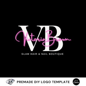 DIY Beauty Logo, Editable Canva, Logo Template. Editable logo, Braids Logo, Hair Logo, Nails Logo, Lash Logo template, DIY Custom Logo