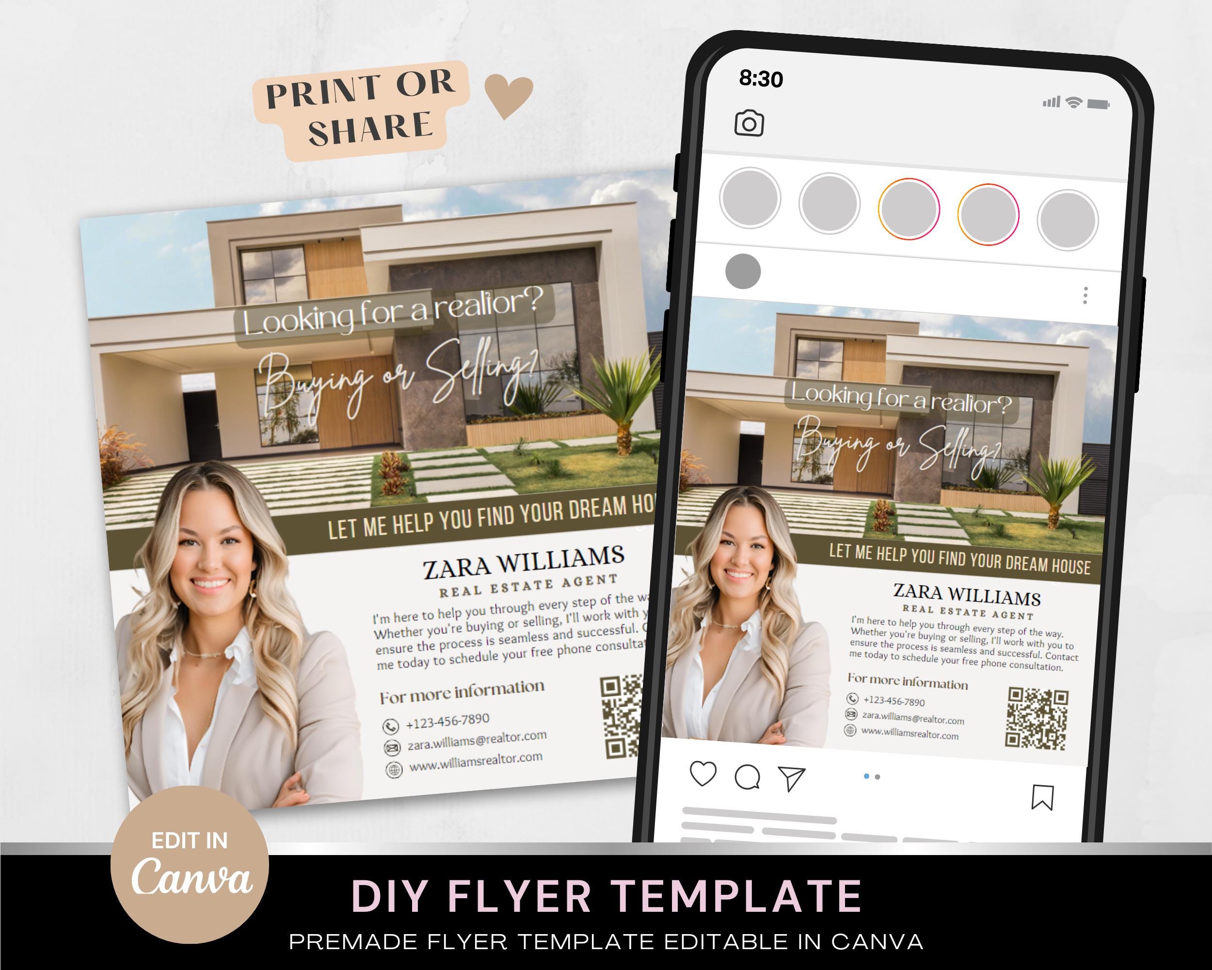 Buying or Selling Real Estate Flyer, Canva Real Estate Template ...