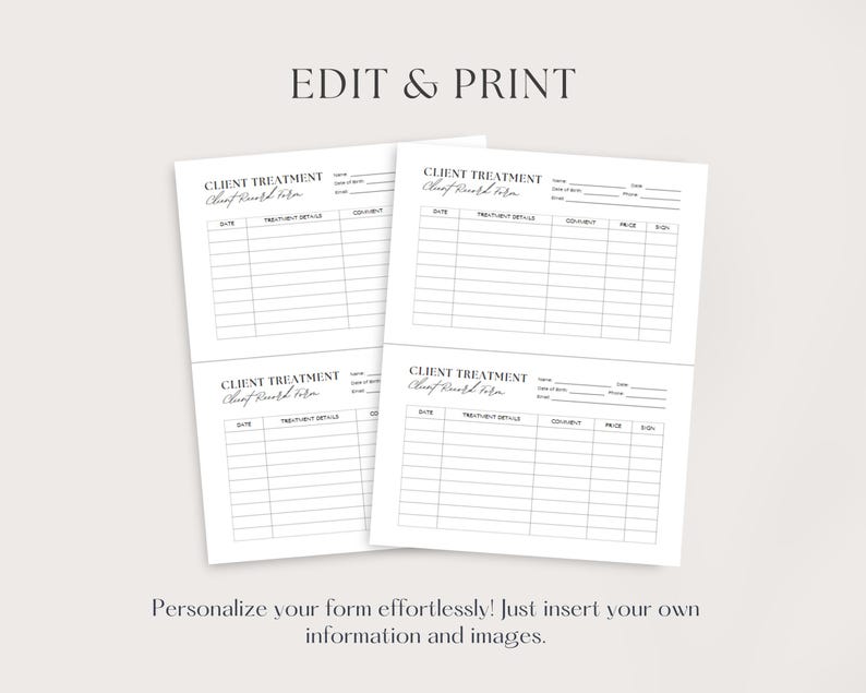 Client Record Form, Client Information Card, Esthetician Form, Lash ...