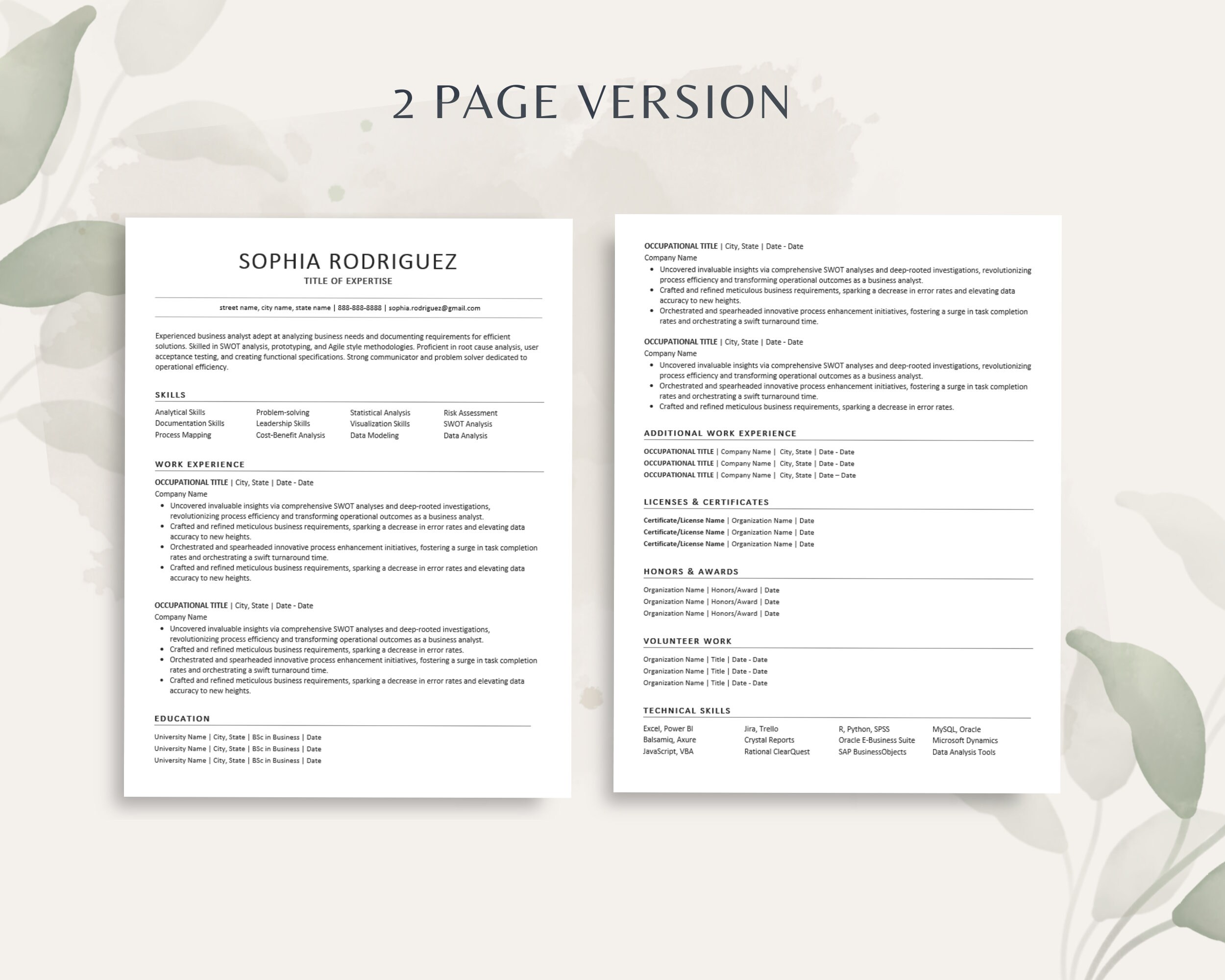 Modern Minimalist Resume Template Google Docs Simple Resume Template ...