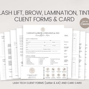 Lash Lift Client Forms, Brow Lamination, Lash Lift, Tint Forms, Editable Lash Consent Templates, Lash Tech Consultation, Esthetician Forms