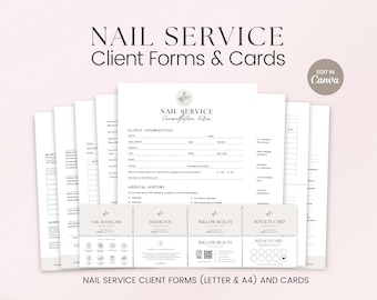 Nail Technician Contracts Template Nail Tech Forms Nail Service Agreement Client Intake Form Canva Template, Nail Service Business Form
