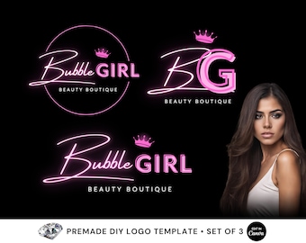 DIY Beauty Logo, Luksusowy Różowy Szablon Logo, Projekt Logo Kosmetyczki, DIY Canva szablon, Branding, Włosy MUA Lash Nails Logo, Bogata Dziewczyna