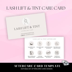 Sjabloon wimperlift nazorg, bewerkbare wimperliftverzorgingskaart, sjablonen voor schoonheidsspecialisten, spa's, salons, schoonheidsspecialiste schoonheidsdiensten