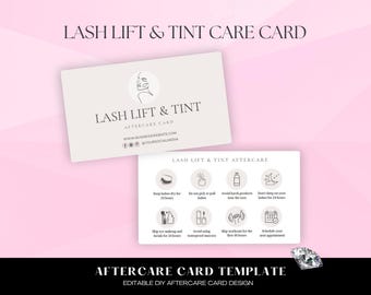 Lash Lift Aftercare Template, Editable Eyelash Lift Care Card, Templates for Estheticians, Spas, Salons, Esthetician Beauty Services