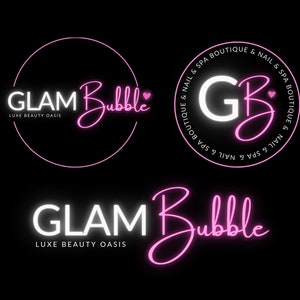 Puede incluir: Un dise&ntilde;o de logotipo rosa y blanco para un negocio llamado "Glam Bubble Luxe Beauty Oasis". El logotipo presenta un c&iacute;rculo con el texto "Glam Bubble" en blanco y un coraz&oacute;n rosa. El texto "Luxe Beauty Oasis" est&aacute; debajo del c&iacute;rculo. El logotipo tambi&eacute;n presenta las iniciales "GB" en blanco con un coraz&oacute;n rosa dentro de la letra "B". El texto "Nail & Spa Boutique & Nail & Spa Boutique & Nail & Spa Boutique & Nail & Spa Boutique" rodea las iniciales.