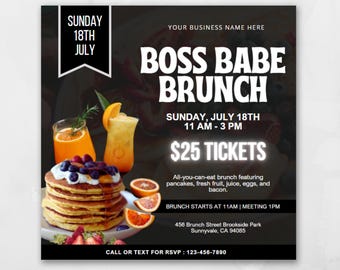 Brunch Flyer, Brunch Einladung Flyer, Boss Babe Brunch, Sonntagsbrunch, DIY Canva Vorlage, Event Flyer, Business Brunch, Instant Download