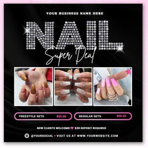 Nail Booking Flyer, Nail Deal Flyer, Nail Tech Flyer, Nail Appointments Flyer, Nail Book Now Flyer, Nail Special Flyer, Nail Bookings Flyer