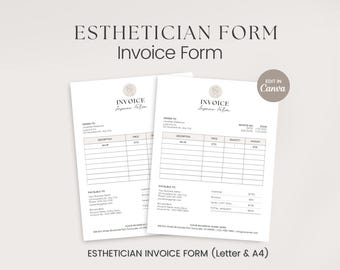 Invoice Template Editable, Small Business Custom Invoice Form, Modern Invoice, Instant Download Canva, Beauty Business, Lash Extensions