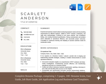 Modello di CV professionale, modello di curriculum professionale e moderno per Word e Pages, progettazione del curriculum, modello di CV per Word, download immediato