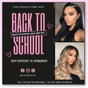 Back To School Sale Flyer, Appointment Flyer, Back 2 School Flyer, Hair Special Template, DIY Canva Template, Braid Flyer, Hair Flyer