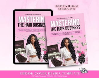 Ebook Cover Design Template, Passive Income Ebook Cover, Hair Lash Business Ebook Cover, Editable Book Cover, Training Manual, DIY Canva