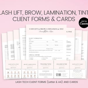 Wenkbrauwlaminering Lashlift Tintformulieren Bewerkbare wimpertoestemmingssjablonen Wenkbrauwen technisch consult Schoonheidsspecialiste Intakeformulier wenkbrauw, salonformulier
