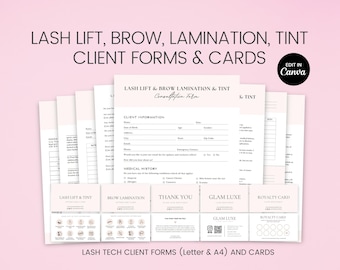 Brow Lamination Lash Lift Tint Forms Editable Lash Consent Templates Brow Lash Tech Consultation Esthetician Eyebrow Intake Form, Salon Form