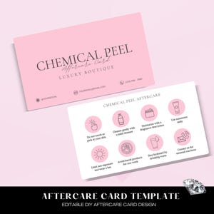 Editable Chemical Peel Aftercare Card Template, Facial Treatment Post Care Instructions, Esthetician Care Cards, Chemical Peel Care Card