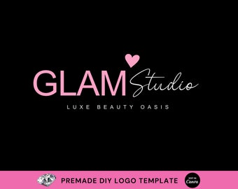 DIY Beauty Logo, Luxury Pink Logo, Minimal Logo Design, Salon Branding, Hair Stylist, Lash Tech, Nail Tech, Aesthetician, Branding Kit
