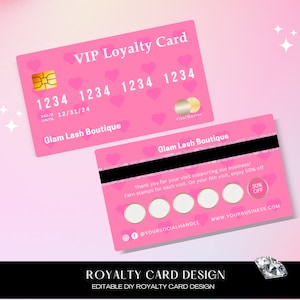 ロイヤルティ カード、顧客特典カード、割引カード、VIP カード、クレジットカード風名刺、ヘア スタイリスト、まつ毛、ネイル、メイクアップ、ブティック