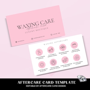 Waxing Aftercare Card, Hair Removal Aftercare Card, Waxing Card, Aftercare Instructions, Waxing Aftercare Card for Clients, Waxing Salon
