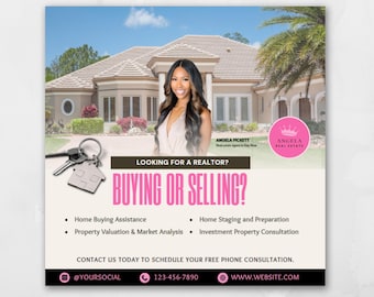 DIY Realter Flyer, Kauf oder Verkauf von Grundbesitz Flyer, Canva Grundvorlage zum Ausdrucken, Hauskauf Flyer, Realtor Flyer, Grundbesitz