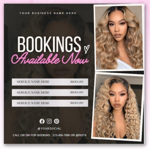 Hair Booking Flyer, Book Now Flyer, Appointment Flyer, Beauty Hair Braids Nails Boutique Flyer, Canva Template, DIY Booking Available Flyer