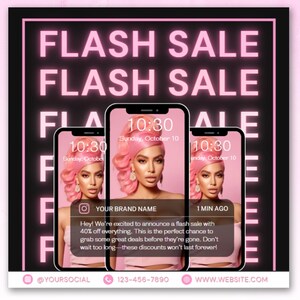 Flash Sale Flyer Template, DIY Flyer Design, Sale Flyer, Hair Flyer, Social Media Flyer, Fashion Boutique Beauty Business Flyer Template