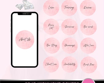 DIY Blush Pink Instagram Highlight Covers, Blush Pink Instagram Story, Instagram Story Covers, Beauty Lash Hair Instagram Highlight Covers