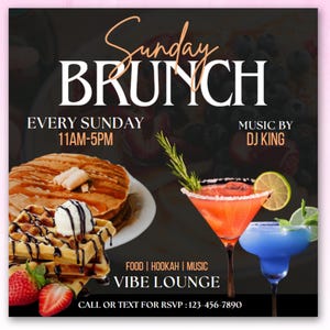 Brunch Flyer, Sunday Brunch, Social media Brunch Party Flyer, Daytime Flyer, Sunday Funday Flyer, Digital Flyer, Breakfast Flyer, DJ Brunch