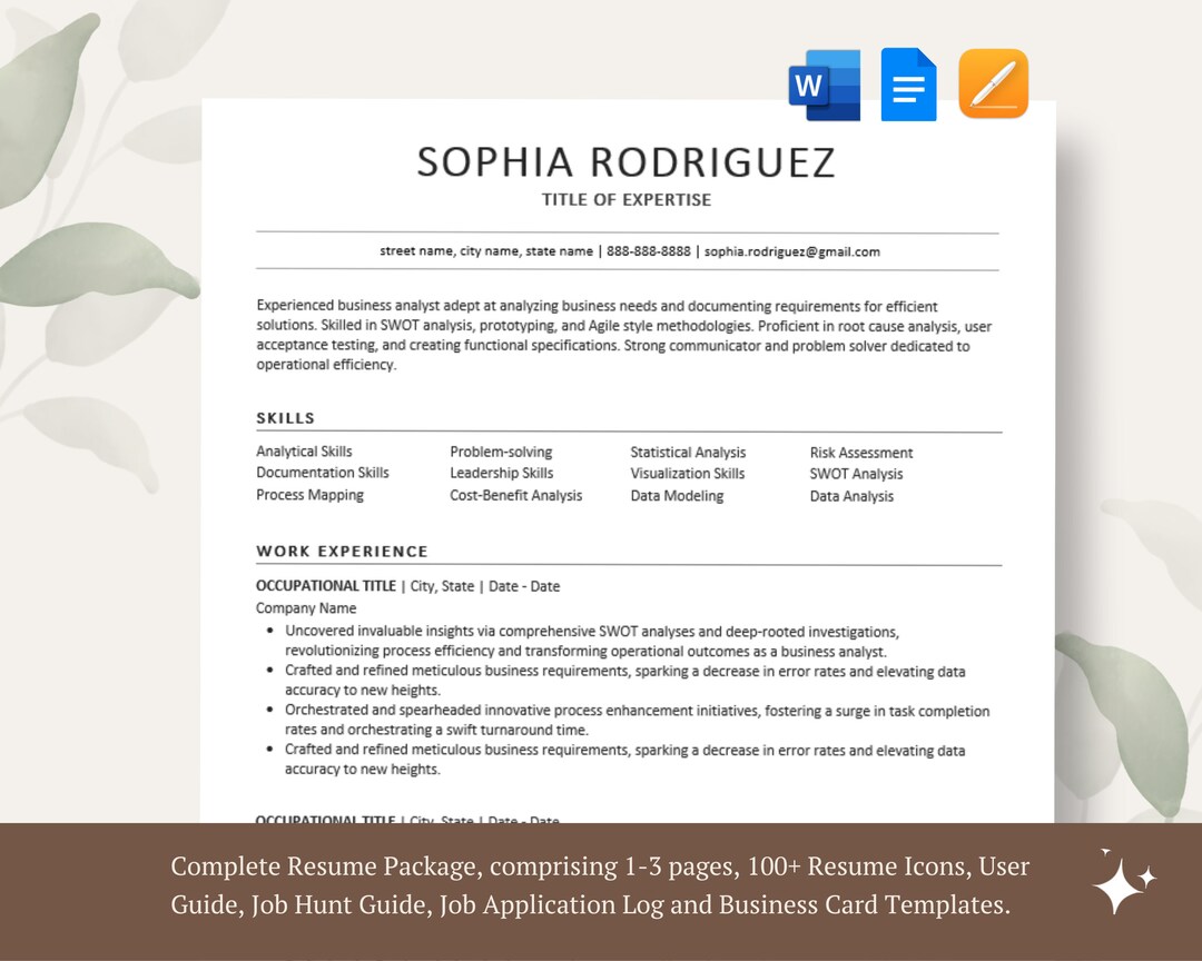 Modern Minimalist Resume Template Google Docs Simple Resume Template ...