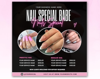 Nail Deal Flyer, Nail Special Flyer, Nail Tech Sale Flyer, Nail Flash Sale Flyer, Nail Booking Flyer, Bookings Flyer, Social Media Flyer