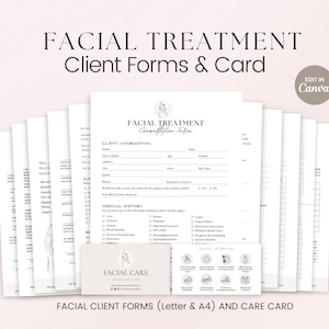 Facial Treatment Forms, Editable Facial Consultation Form, Printable Facial Intake Forms, Beauty Salon Forms, Facial Consultation Form