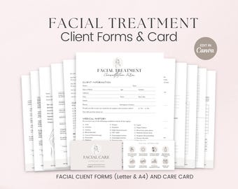 Facial Treatment Forms, Editable Facial Consultation Form, Printable Facial Intake Forms, Beauty Salon Forms, Facial Consultation Form