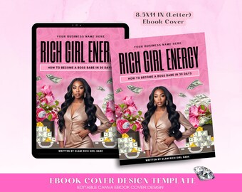 Progettazione fai da te della copertina di un eBook aziendale, eBook Rich Girl Vibe, modello Canva per la progettazione della copertina di un eBook rosa, modello di copertina aziendale