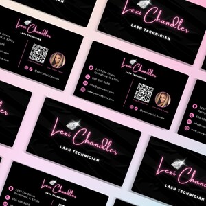 Redigerbar skönhetsvisitkortsmall, QR-kodskort, salongsvisitkort, gör-det-själv-Canva-mall, Lash Tech-visitkort, naglar, hår bild 3