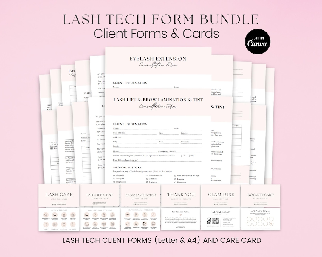 Lash Extension Form Bundle Lash Tech Forms Client Record Form Bundle ...