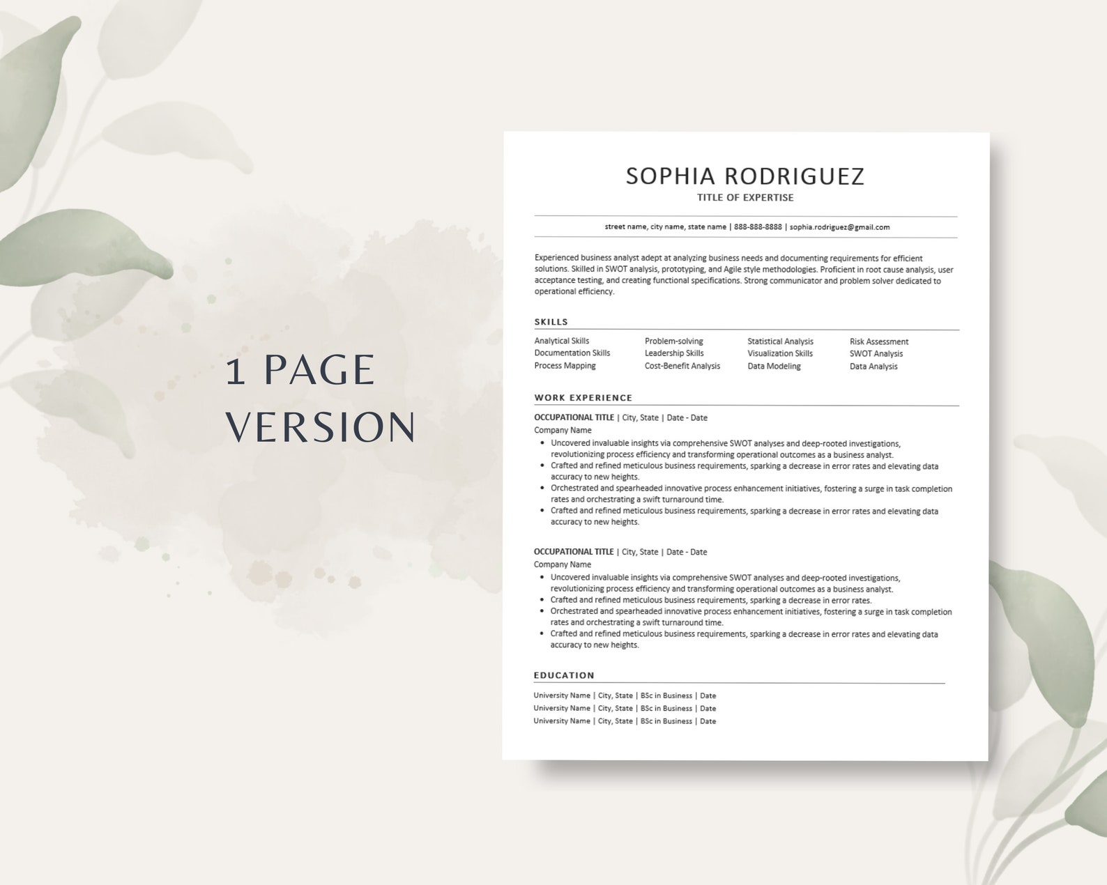 Modern Minimalist Resume Template Google Docs Simple Resume Template ...