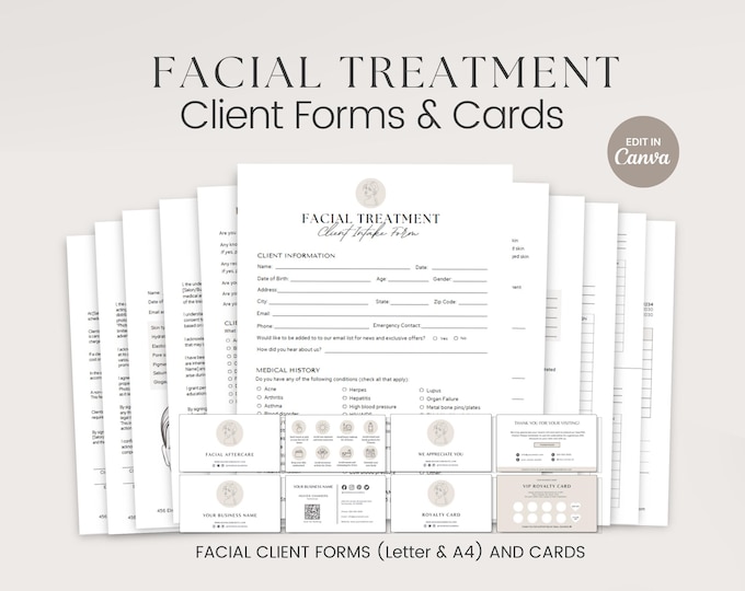 Facial Client Form This item is unavailable - Etsy