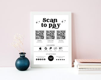 QR Code Sign For Small Business, Editable Canva Template, Scan To Pay Template, Venmo Payment Sign For Small Business, Custom Business Sign