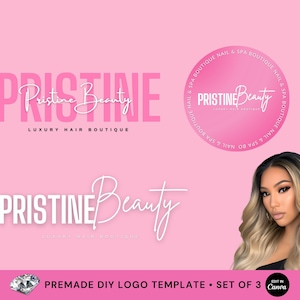 DIY Beauty Logo, Editable Canva, Logo Template. Editable logo, Braids Logo, Hair Logo, Nails Logo, Lash Logo template, DIY Custom Logo