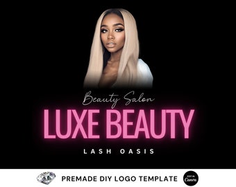 DIY Beauty Logo, Pink Logo, Minimal Logo Design, Boutique Branding, Hair Salon, Lash Tech, Nail Tech, Aesthetics Nurse, Branding Kit, Edit