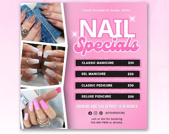 Nail Booking Flyer, Nail Deal Flyer, Nail Tech Flyer, Nail Appointments Flyer, Nail Book Now Flyer, Nail Special Flyer, Nail Bookings Flyer