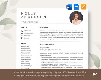 Professional Clean ATS-friendly Resume Template in Word, Google Docs and Pages. Matching Cover letter and Reference list, 3 Pages Resume