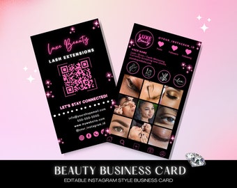 Instagram Business Cards, DIY Canva Business Card Template, IG Influencer Cards, Small Business Digital Cards, Premade Business Cards