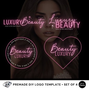 DIY Beauty Logo, Custom logo design, editable Canva, Logo template. Editable logo, Custom Logo design, Hair logo design, Lash Logo template