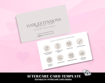 Hair Extensions Aftercare Card, Editable Hair Extension Care Card, Printable Hair Salon Care Instructions, Hair Guide, Hair After Care