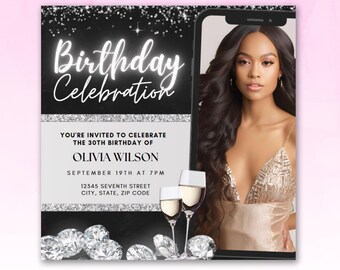 Editable Happy Birthday Flyer, Birthday Flyer, Party Flyer, Birthday Girl Invitation, Birthday Invitation, Birthday Party, Birthday Dinner