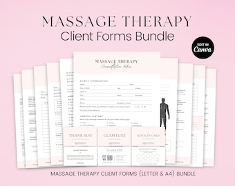 Massage Therapy Forms, Massage Intake and Consent Forms, Massage Therapist Template, SOAP Notes, Massage Consultation, Spa Forms