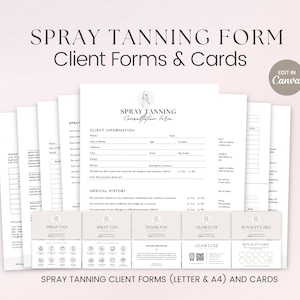 Formulaires d'autorisation de bronzage en spray, Formulaires de bronzage en spray, Fiches d'entretien du bronzage en spray, Formulaire d'admission pour esthéticienne, Formulaire de consentement de bronzage en spray, Formulaire de bronzage en spray pour spa