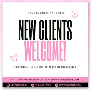 New Client Flyer, New Client Welcome Flyer, Hair Braids Lashes Wig Installs Makeup Nails Booking Flyer, Book Now, DIY Appointments Flyer